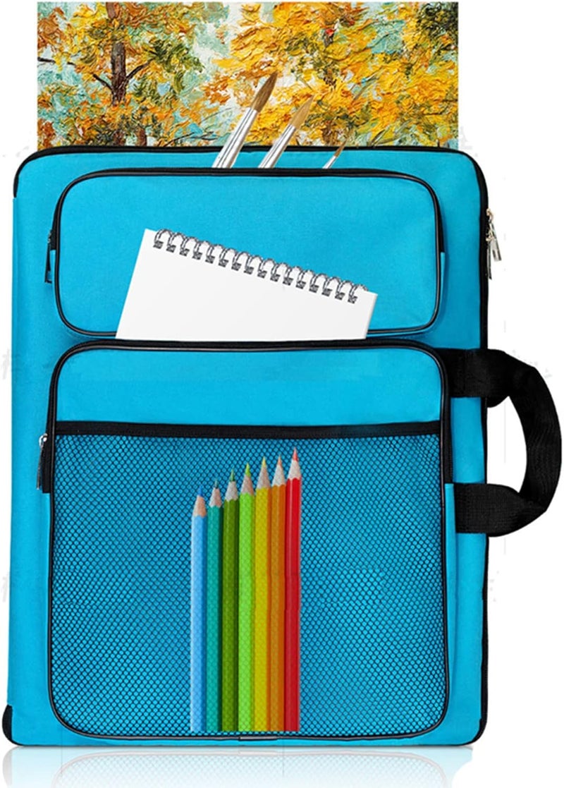 TreochtFUN Art Portfolio For Kids Artwork, Artist Bag Organizer 15x18 In For Children Drawing Lesson,A3 artist Backpack Storage Sketchbook,Drawing Pencil,Artwork Set.Empty art case(Blue) - Image 1